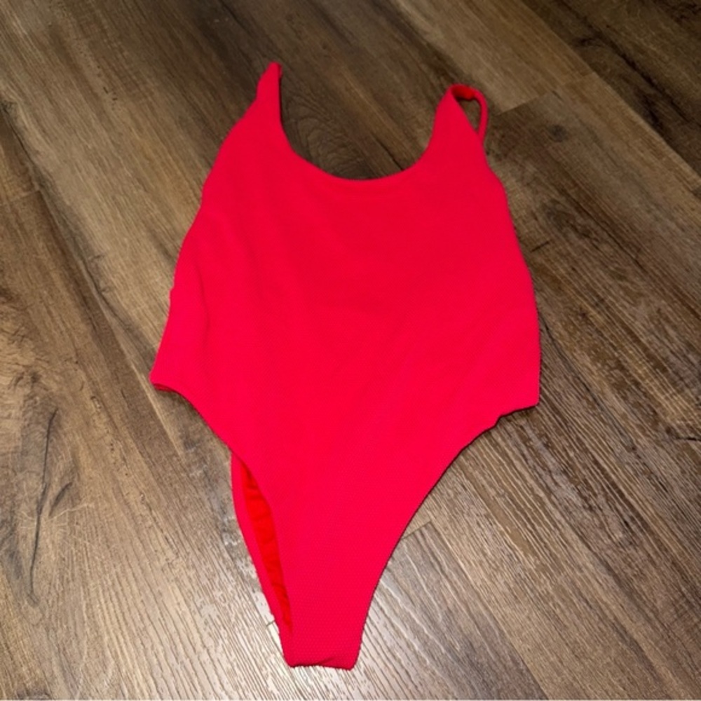 Salero Red Low Sides High Leg One Piece Swimsuit